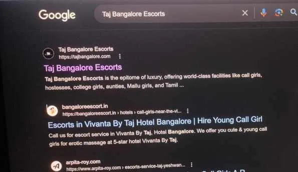 Search Taj Bangalore in Google Search 